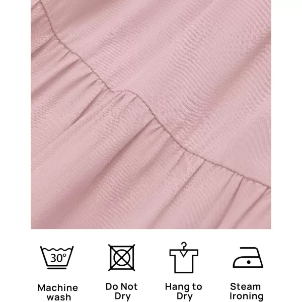 ZESICA Womens Casual V Neck Long Sleeve Smocked High Waist Ruffle A Line Tiered Mini DressDarkpink