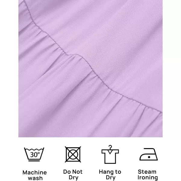 ZESICA Womens Casual V Neck Long Sleeve Smocked High Waist Ruffle A Line Tiered Mini DressPurple
