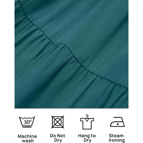 ZESICA Womens Casual V Neck Long Sleeve Smocked High Waist Ruffle A Line Tiered Mini DressTealgreen