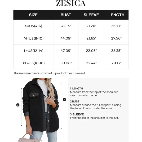ZESICA Womens Winter Casual Sherpa Fleece Jacket Long Sleeve Button Solid Warm Fuzzy Outwear Coat PocketsBlack