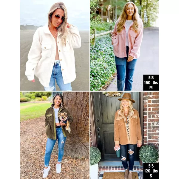 ZESICA Womens Winter Casual Sherpa Fleece Jacket Long Sleeve Button Solid Warm Fuzzy Outwear Coat PocketsCamel