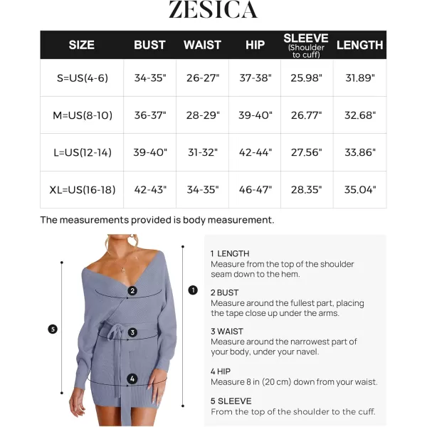ZESICA Womens 2024 Fall Long Batwing Sleeve Wrap V Neck Knitted Backless Bodycon Pullover Sweater Dress with BeltBlue