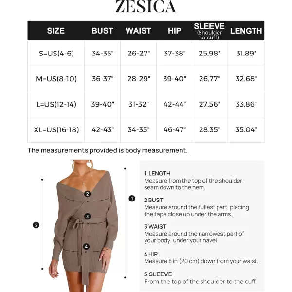ZESICA Womens 2024 Fall Long Batwing Sleeve Wrap V Neck Knitted Backless Bodycon Pullover Sweater Dress with BeltGreykhaki