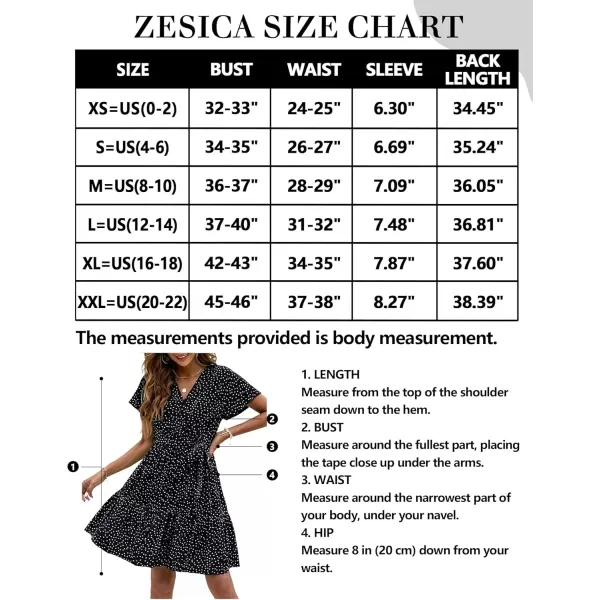 ZESICA Womens 2024 Summer Wrap V Neck Bohemian Floral Print Ruffle Swing A Line Beach Mini DressBlack