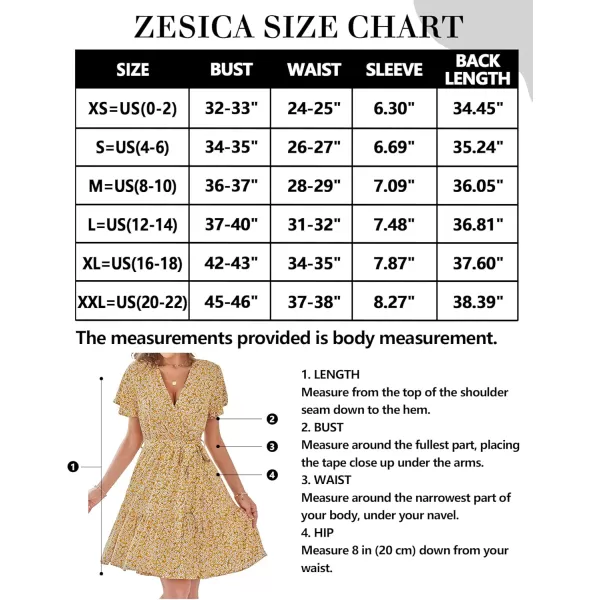 ZESICA Womens 2024 Summer Wrap V Neck Bohemian Floral Print Ruffle Swing A Line Beach Mini DressGinger