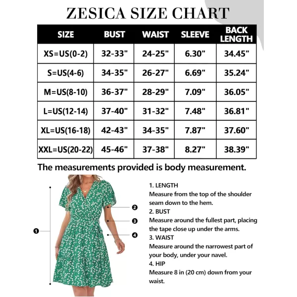 ZESICA Womens 2024 Summer Wrap V Neck Bohemian Floral Print Ruffle Swing A Line Beach Mini DressHollygreen