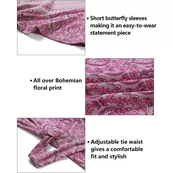 ZESICA Womens 2024 Summer Wrap V Neck Bohemian Floral Print Ruffle Swing A Line Beach Mini DressLavender
