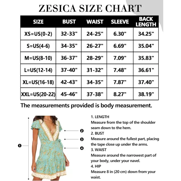 ZESICA Womens 2024 Summer Wrap V Neck Bohemian Floral Print Ruffle Swing A Line Beach Mini DressMint