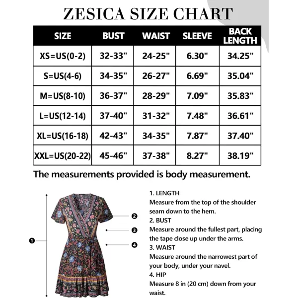 ZESICA Womens 2024 Summer Wrap V Neck Bohemian Floral Print Ruffle Swing A Line Beach Mini DressOceanablue