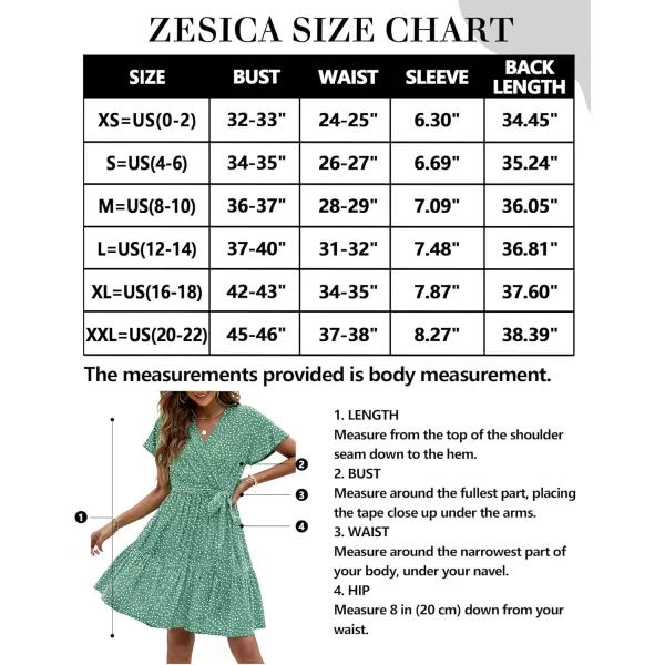 ZESICA Womens 2024 Summer Wrap V Neck Bohemian Floral Print Ruffle Swing A Line Beach Mini DressPalegreen