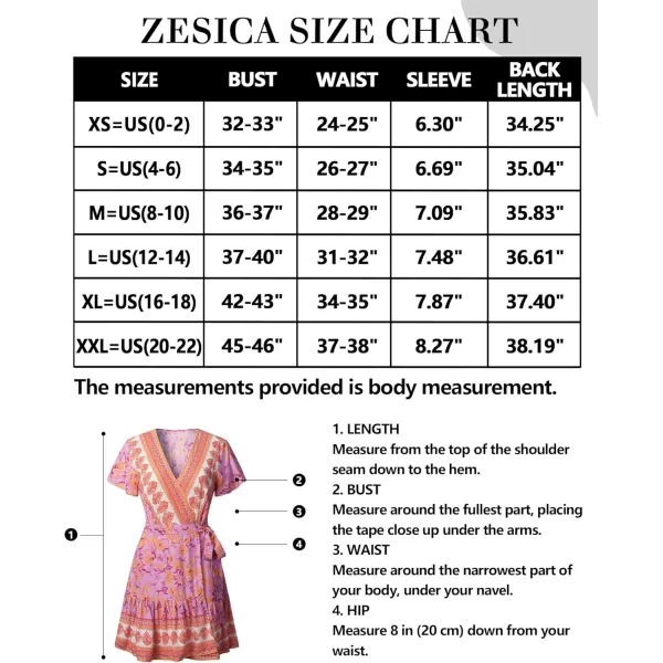 ZESICA Womens 2024 Summer Wrap V Neck Bohemian Floral Print Ruffle Swing A Line Beach Mini DressPinkpurple