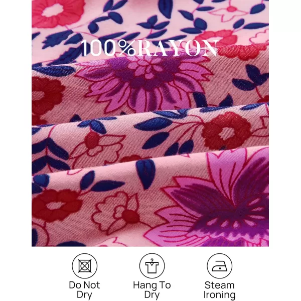 ZESICA Womens 2024 Summer Wrap V Neck Bohemian Floral Print Ruffle Swing A Line Beach Mini DressPurple