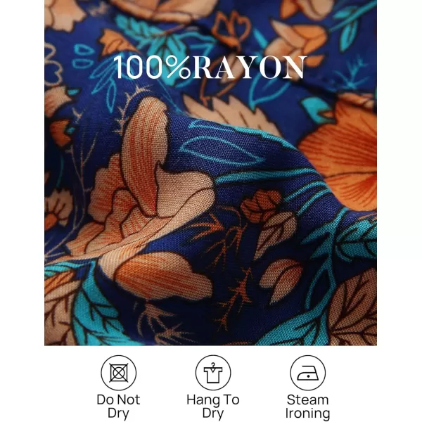 ZESICA Womens 2024 Summer Wrap V Neck Bohemian Floral Print Ruffle Swing A Line Beach Mini DressRoyal Blue