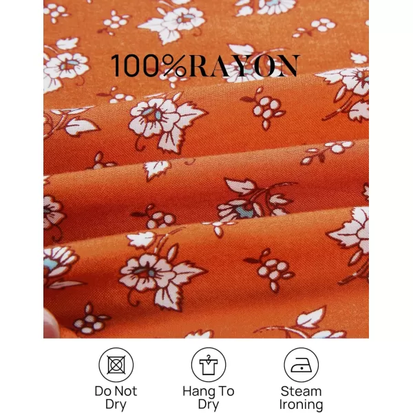 ZESICA Womens 2024 Summer Wrap V Neck Bohemian Floral Print Ruffle Swing A Line Beach Mini DressTangerine