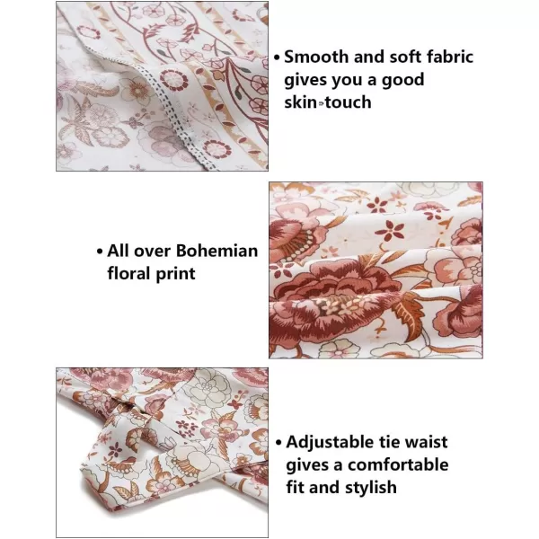 ZESICA Womens 2024 Summer Wrap V Neck Bohemian Floral Print Ruffle Swing A Line Beach Mini DressWhite