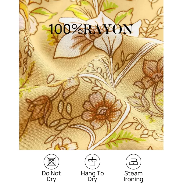 ZESICA Womens 2024 Summer Wrap V Neck Bohemian Floral Print Ruffle Swing A Line Beach Mini DressYellow