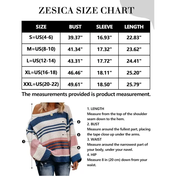 ZESICA Womens 2024 Fall Long Sleeve Crew Neck Striped Color Block Casual Loose Knitted Pullover Sweater TopsBlue2