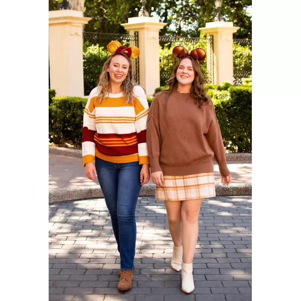 ZESICA Womens 2024 Fall Long Sleeve Crew Neck Striped Color Block Casual Loose Knitted Pullover Sweater TopsMustard
