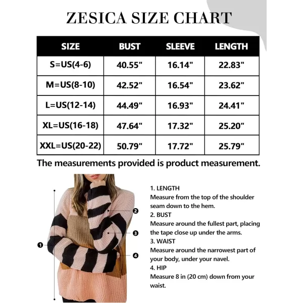 ZESICA Womens 2024 Fall Long Sleeve Crew Neck Striped Color Block Casual Loose Knitted Pullover Sweater TopsOrange2