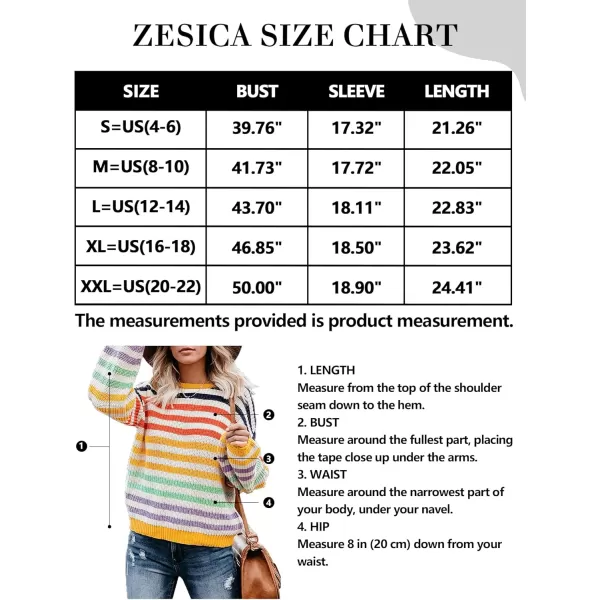 ZESICA Womens 2024 Fall Long Sleeve Crew Neck Striped Color Block Casual Loose Knitted Pullover Sweater TopsYellow