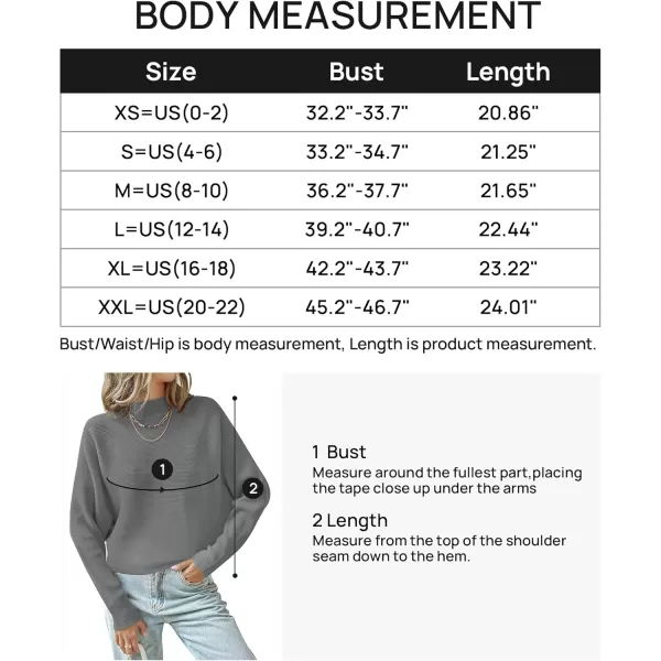 ZESICA Womens 2024 Fall Turtleneck Batwing Long Sleeve Ribbed Knit Casual Soft Pullover Sweater Jumper TopDarkgrey