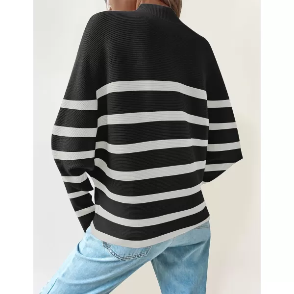 ZESICA Womens 2024 Fall Turtleneck Batwing Long Sleeve Ribbed Knit Casual Soft Pullover Sweater Jumper TopDim