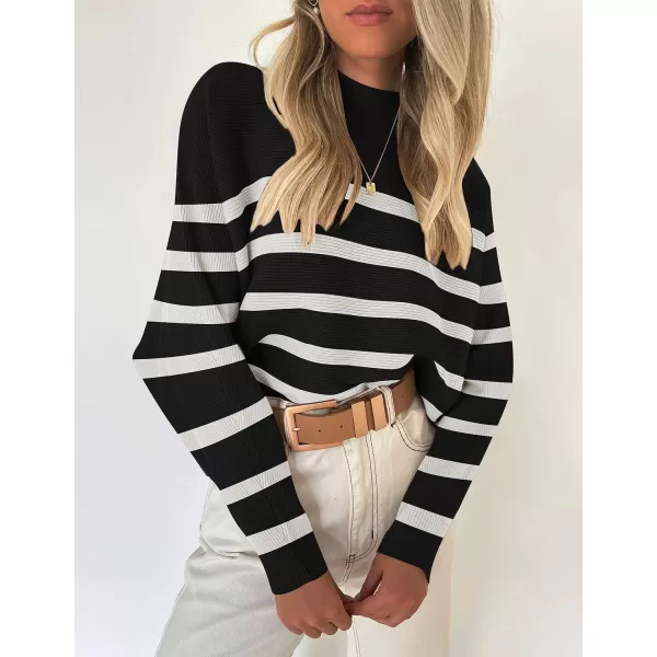 ZESICA Womens 2024 Fall Turtleneck Batwing Long Sleeve Ribbed Knit Casual Soft Pullover Sweater Jumper TopDim