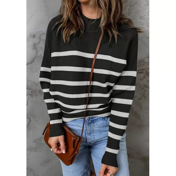 ZESICA Womens 2024 Fall Turtleneck Batwing Long Sleeve Ribbed Knit Casual Soft Pullover Sweater Jumper TopDim