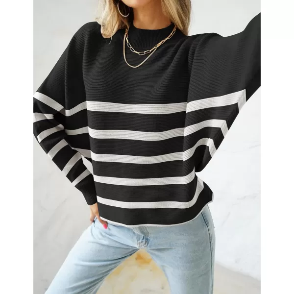 ZESICA Womens 2024 Fall Turtleneck Batwing Long Sleeve Ribbed Knit Casual Soft Pullover Sweater Jumper TopDim