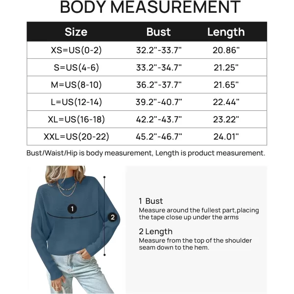 ZESICA Womens 2024 Fall Turtleneck Batwing Long Sleeve Ribbed Knit Casual Soft Pullover Sweater Jumper TopDustyblue
