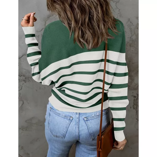 ZESICA Womens 2024 Fall Turtleneck Batwing Long Sleeve Ribbed Knit Casual Soft Pullover Sweater Jumper TopEmerald