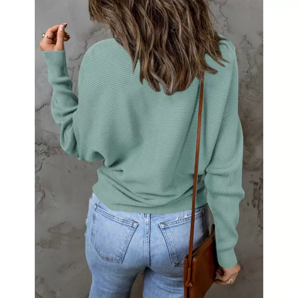 ZESICA Womens 2024 Fall Turtleneck Batwing Long Sleeve Ribbed Knit Casual Soft Pullover Sweater Jumper TopLake