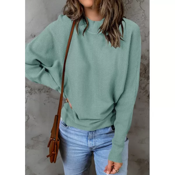 ZESICA Womens 2024 Fall Turtleneck Batwing Long Sleeve Ribbed Knit Casual Soft Pullover Sweater Jumper TopLake