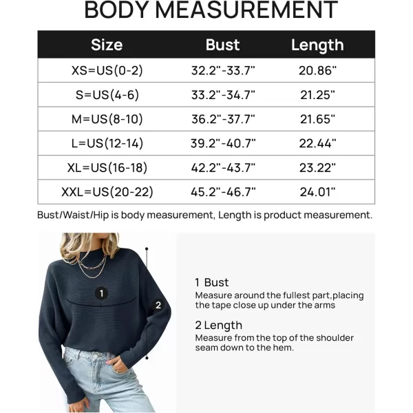 ZESICA Womens 2024 Fall Turtleneck Batwing Long Sleeve Ribbed Knit Casual Soft Pullover Sweater Jumper TopNavy