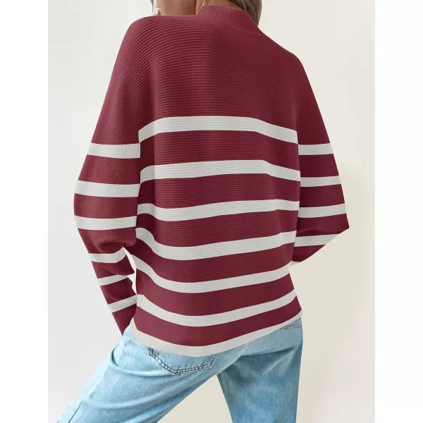 ZESICA Womens 2024 Fall Turtleneck Batwing Long Sleeve Ribbed Knit Casual Soft Pullover Sweater Jumper TopPlum