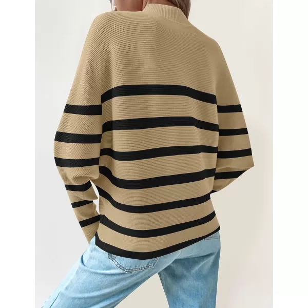 ZESICA Womens 2024 Fall Turtleneck Batwing Long Sleeve Ribbed Knit Casual Soft Pullover Sweater Jumper TopTan