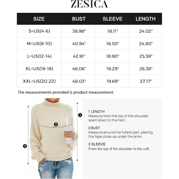 ZESICA Womens 2024 Turtleneck Batwing Sleeve Loose Oversized Chunky Knitted Pullover Sweater Jumper TopsApricot