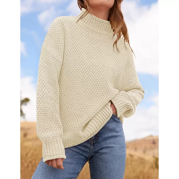 ZESICA Womens 2024 Turtleneck Batwing Sleeve Loose Oversized Chunky Knitted Pullover Sweater Jumper TopsApricot