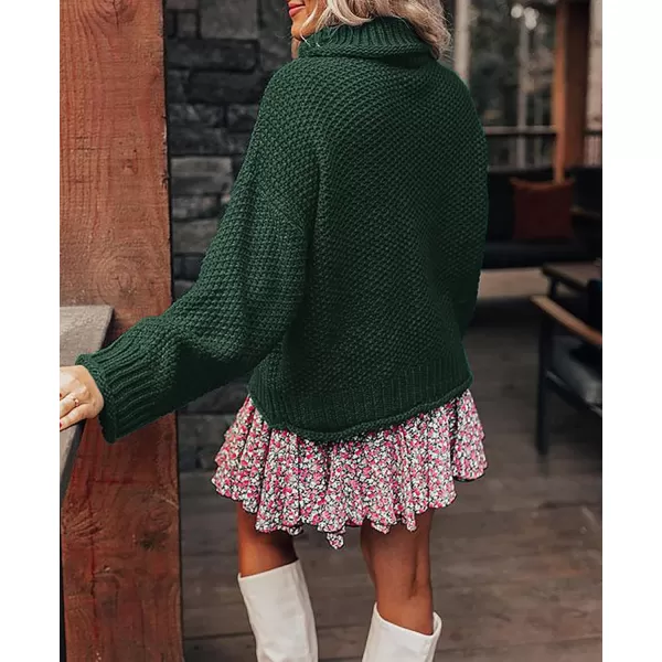 ZESICA Womens 2024 Turtleneck Batwing Sleeve Loose Oversized Chunky Knitted Pullover Sweater Jumper TopsArmygreen