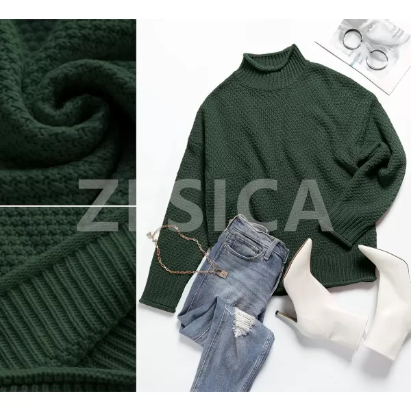 ZESICA Womens 2024 Turtleneck Batwing Sleeve Loose Oversized Chunky Knitted Pullover Sweater Jumper TopsArmygreen