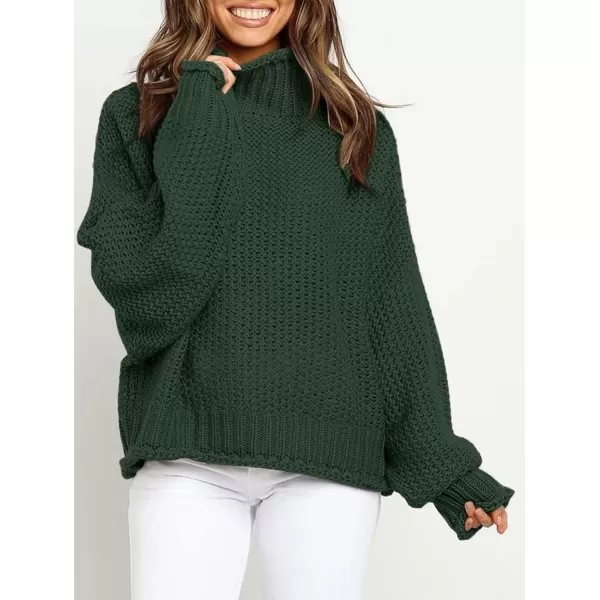 ZESICA Womens 2024 Turtleneck Batwing Sleeve Loose Oversized Chunky Knitted Pullover Sweater Jumper TopsArmygreen