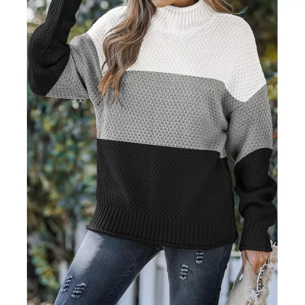 ZESICA Womens 2024 Turtleneck Batwing Sleeve Loose Oversized Chunky Knitted Pullover Sweater Jumper TopsB Black
