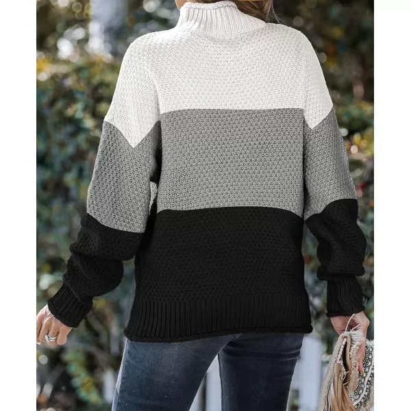 ZESICA Womens 2024 Turtleneck Batwing Sleeve Loose Oversized Chunky Knitted Pullover Sweater Jumper TopsB Black