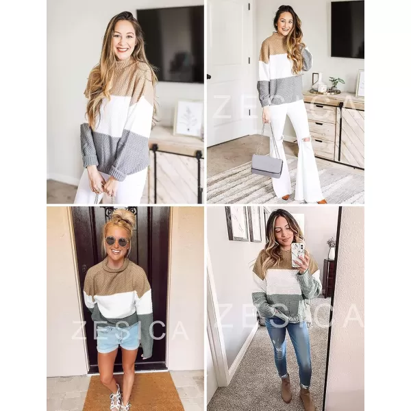 ZESICA Womens 2024 Turtleneck Batwing Sleeve Loose Oversized Chunky Knitted Pullover Sweater Jumper TopsB Grey
