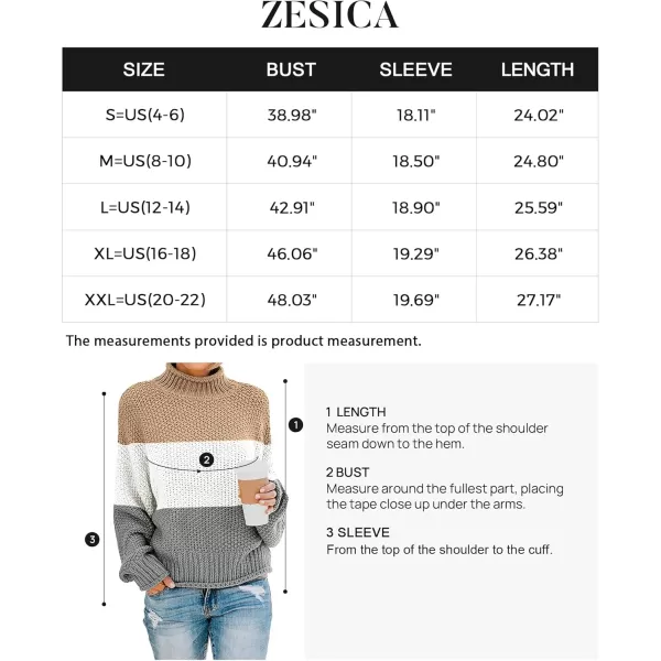 ZESICA Womens 2024 Turtleneck Batwing Sleeve Loose Oversized Chunky Knitted Pullover Sweater Jumper TopsB Grey