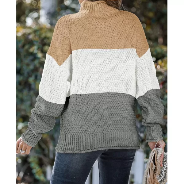ZESICA Womens 2024 Turtleneck Batwing Sleeve Loose Oversized Chunky Knitted Pullover Sweater Jumper TopsB Grey