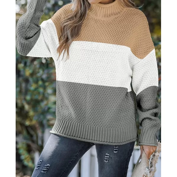 ZESICA Womens 2024 Turtleneck Batwing Sleeve Loose Oversized Chunky Knitted Pullover Sweater Jumper TopsB Grey