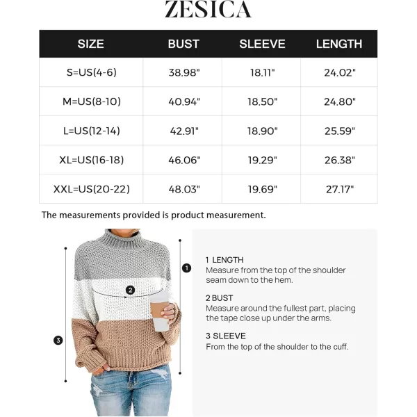 ZESICA Womens 2024 Turtleneck Batwing Sleeve Loose Oversized Chunky Knitted Pullover Sweater Jumper TopsB Khaki