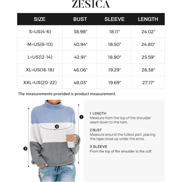 ZESICA Womens 2024 Turtleneck Batwing Sleeve Loose Oversized Chunky Knitted Pullover Sweater Jumper TopsBblue