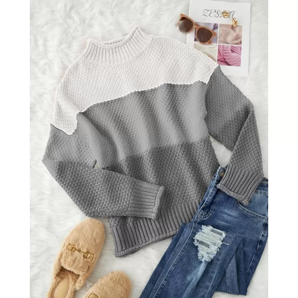 ZESICA Womens 2024 Turtleneck Batwing Sleeve Loose Oversized Chunky Knitted Pullover Sweater Jumper TopsBcharcoal